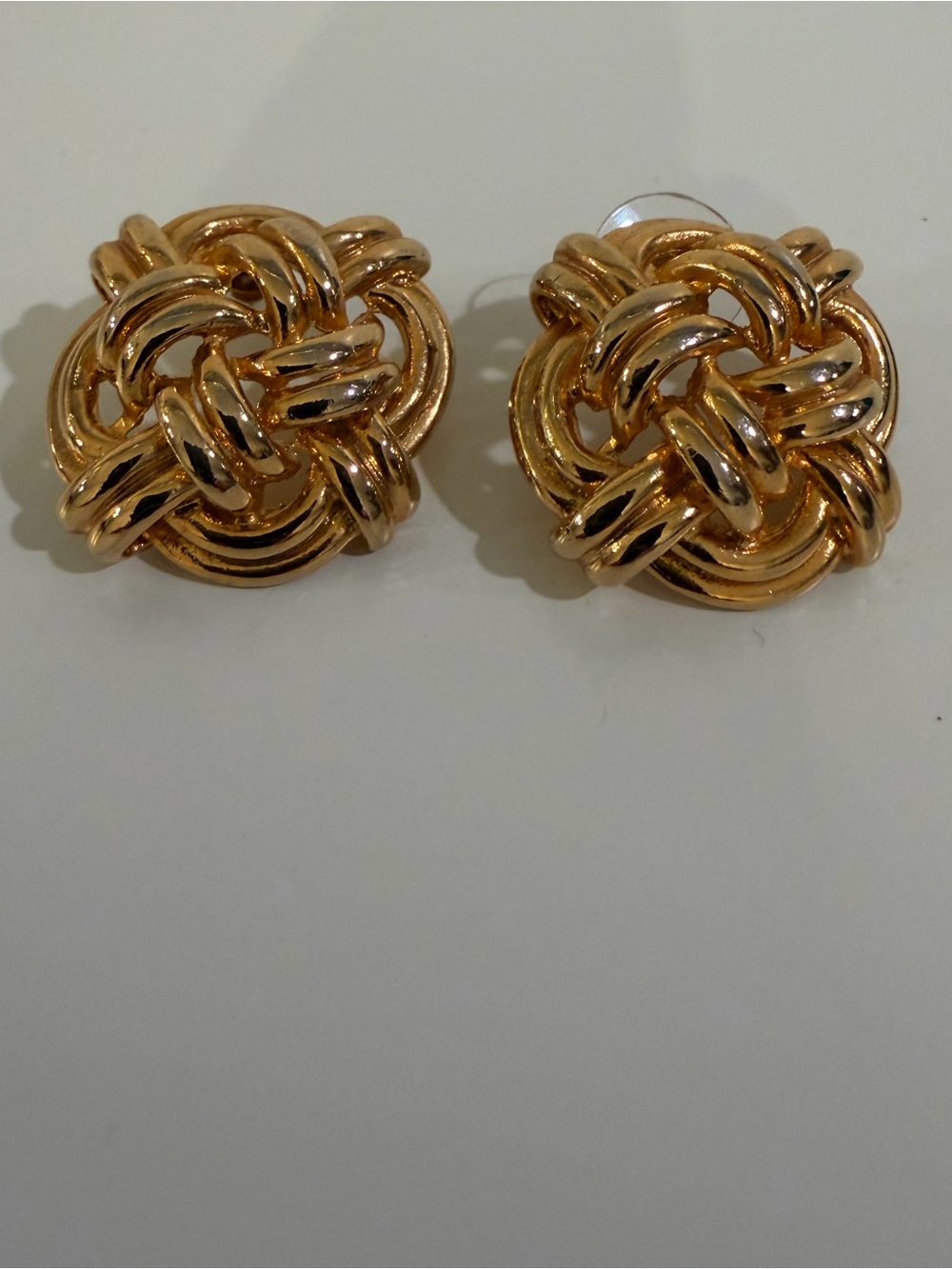 Vintage Gold-Tone Woven Ribbon Pierced Earrings